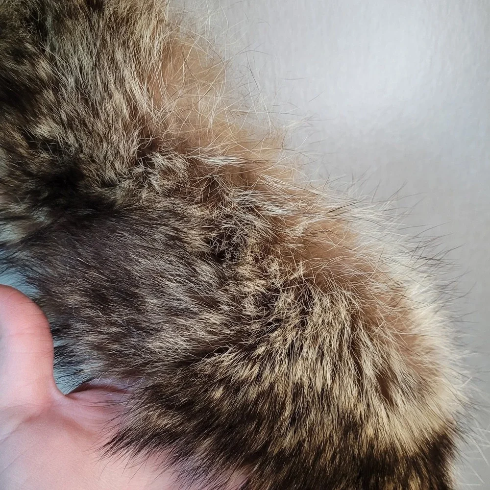 Vintage Genuine Fox Fur Collar Stole Silky‎ Soft Warm Brown Quilted 32
